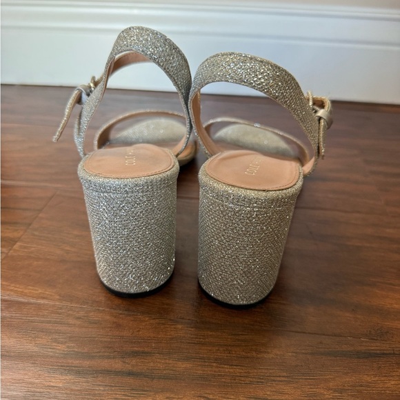 NWT Cole Haan Josie Block Heel Silver Glitter Ankle Strap Dress Sandals-Size 9B - Picture 3 of 13